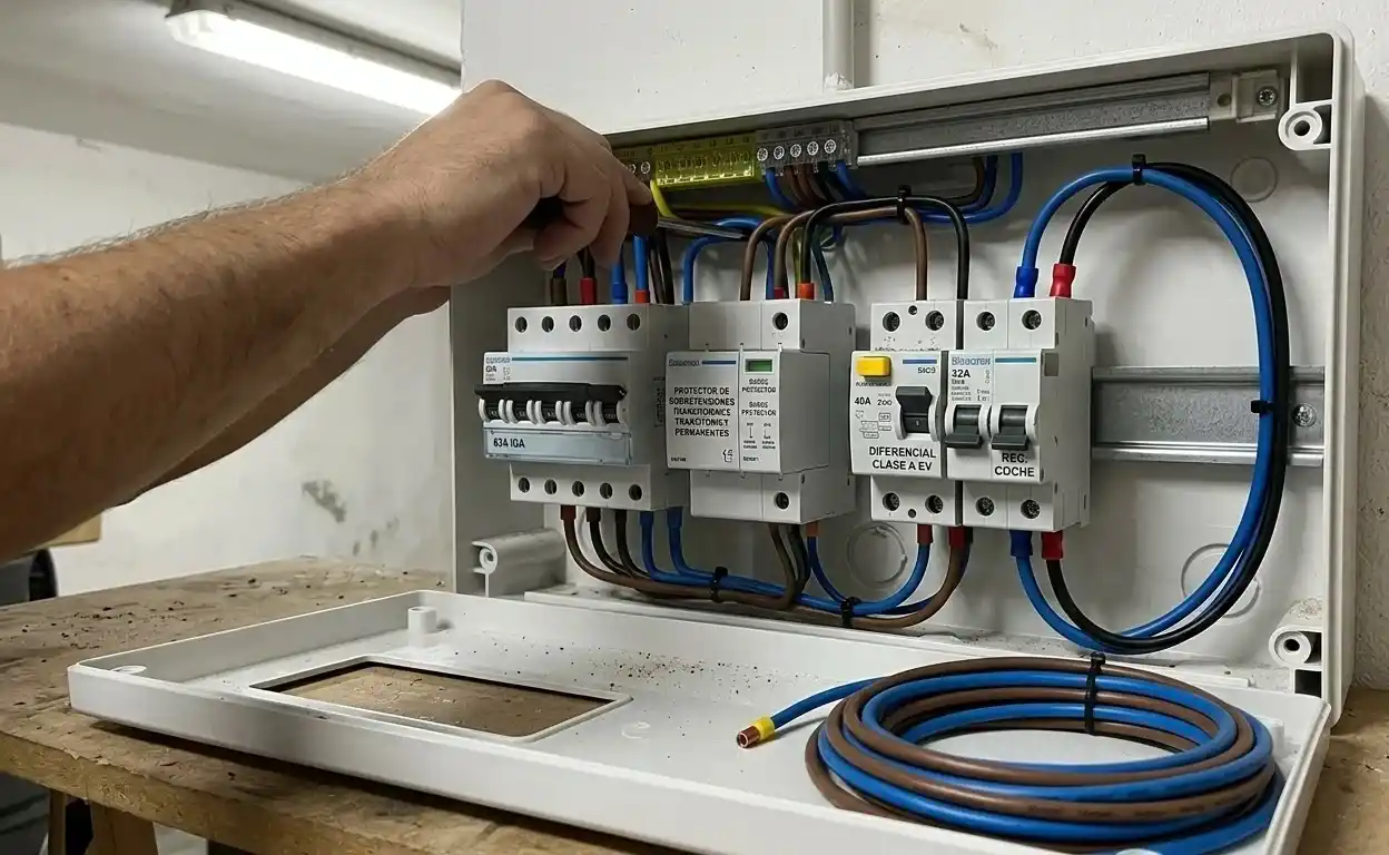 Instalación profesional de cuadro eléctrico para cargador de coche